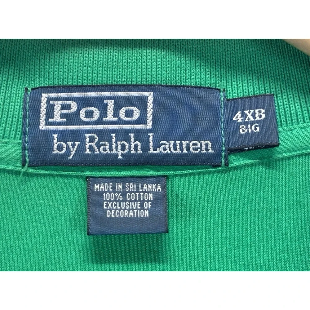 Polo Ralph Lauren Polo Shirt Sz 4XB Men's Big & Tall Green Orange Pony